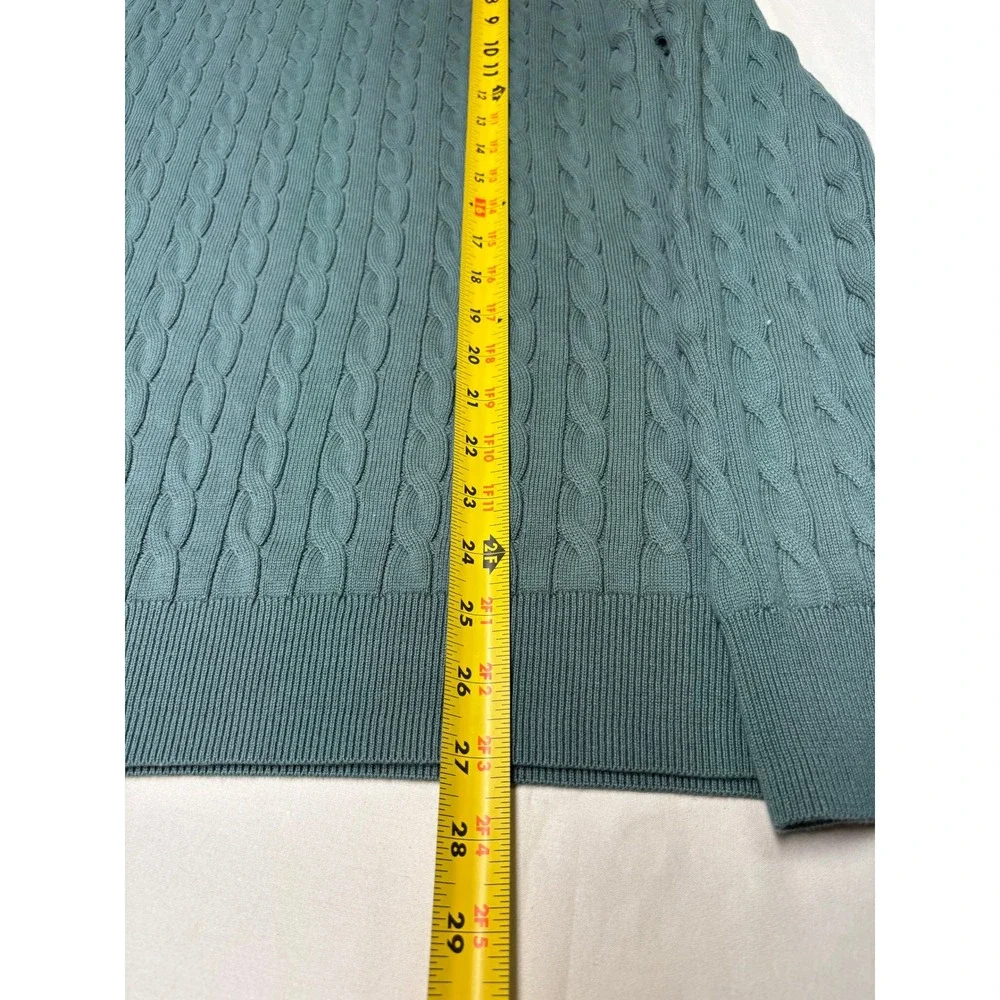 NWT J.Crew Mens Cable Knit Cotton Sweater Sage Green Teal BV493 Size M